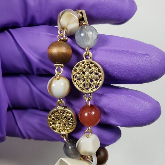 New Directions Layered Gold-Tone Bracelet – Colorful Beads, Disc Accents Jewelry - Picture 6 of 8